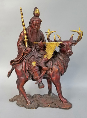 铜姜太公姜子牙骑四不像神像八卦令旗坐像封神榜站像定铜像做摆件