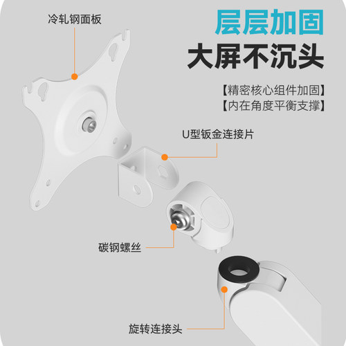 气动显示器支架机械臂伸缩旋转显示屏幕悬臂电脑桌面增高底座升降 - 图3
