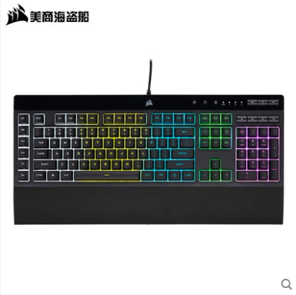 美商 海盗船k55rgb背光薄膜键盘游戏办公静音无冲自定义宏编程