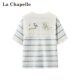 La Chapelle / La Chapelle ພາກຮຽນ spring ແລະ summer ການອອກແບບ pullover ຄໍຮອບ embroidered shawl striped ເທິງສໍາລັບແມ່ຍິງ