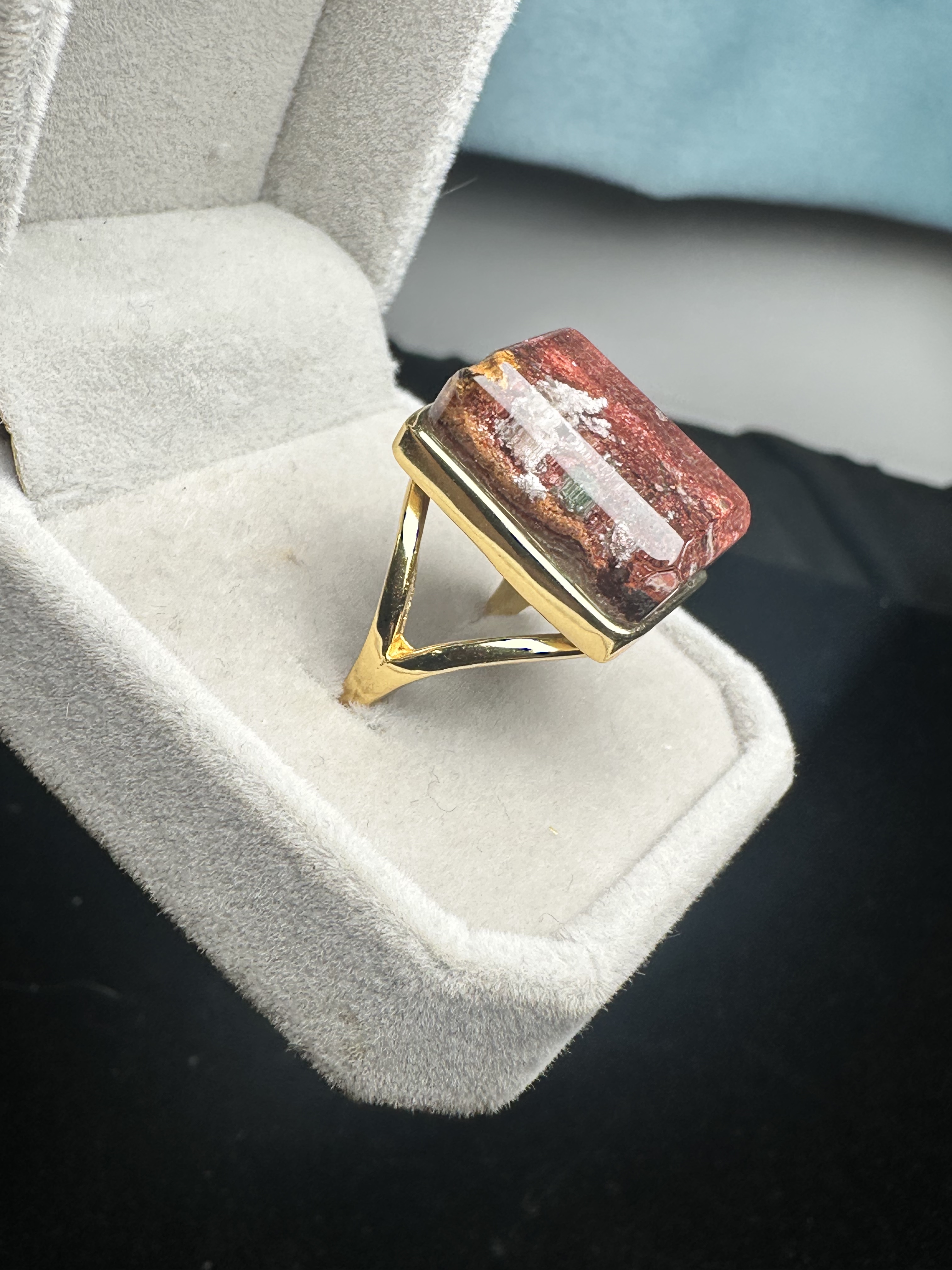 Pure natural ghost ring, 925 silver inlaid with live mouth, stone size 16*19mm, weight 10.1 grams, fidelity