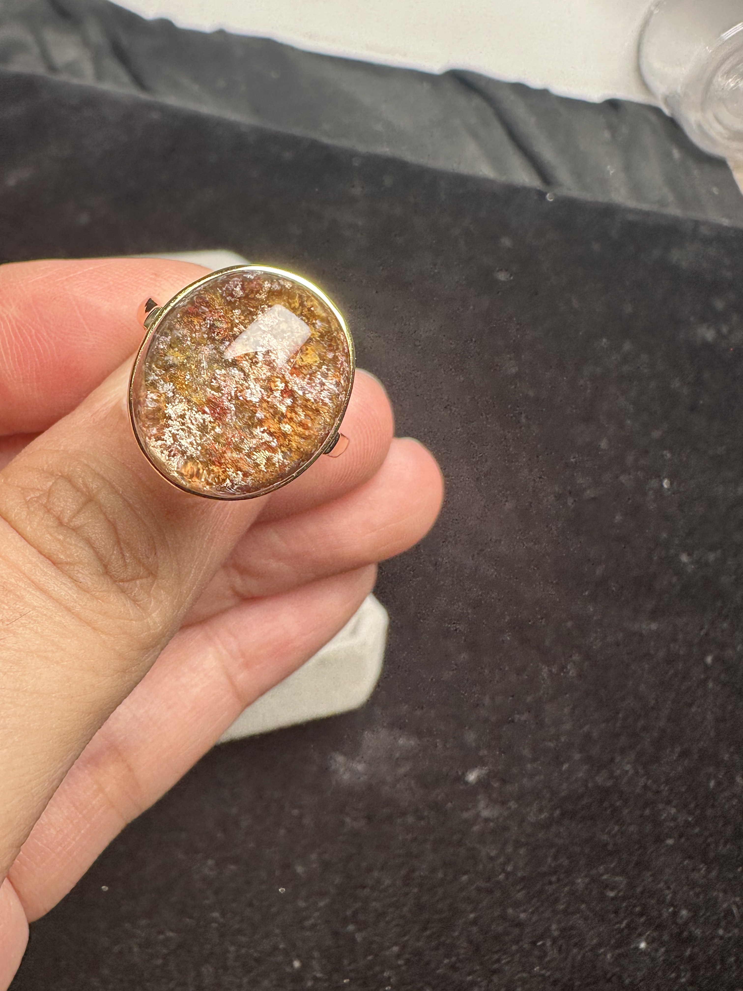 Pure natural ghost ring, 925 silver inlaid with live mouth, stone size 14*16mm, weight 6.6 grams, fidelity