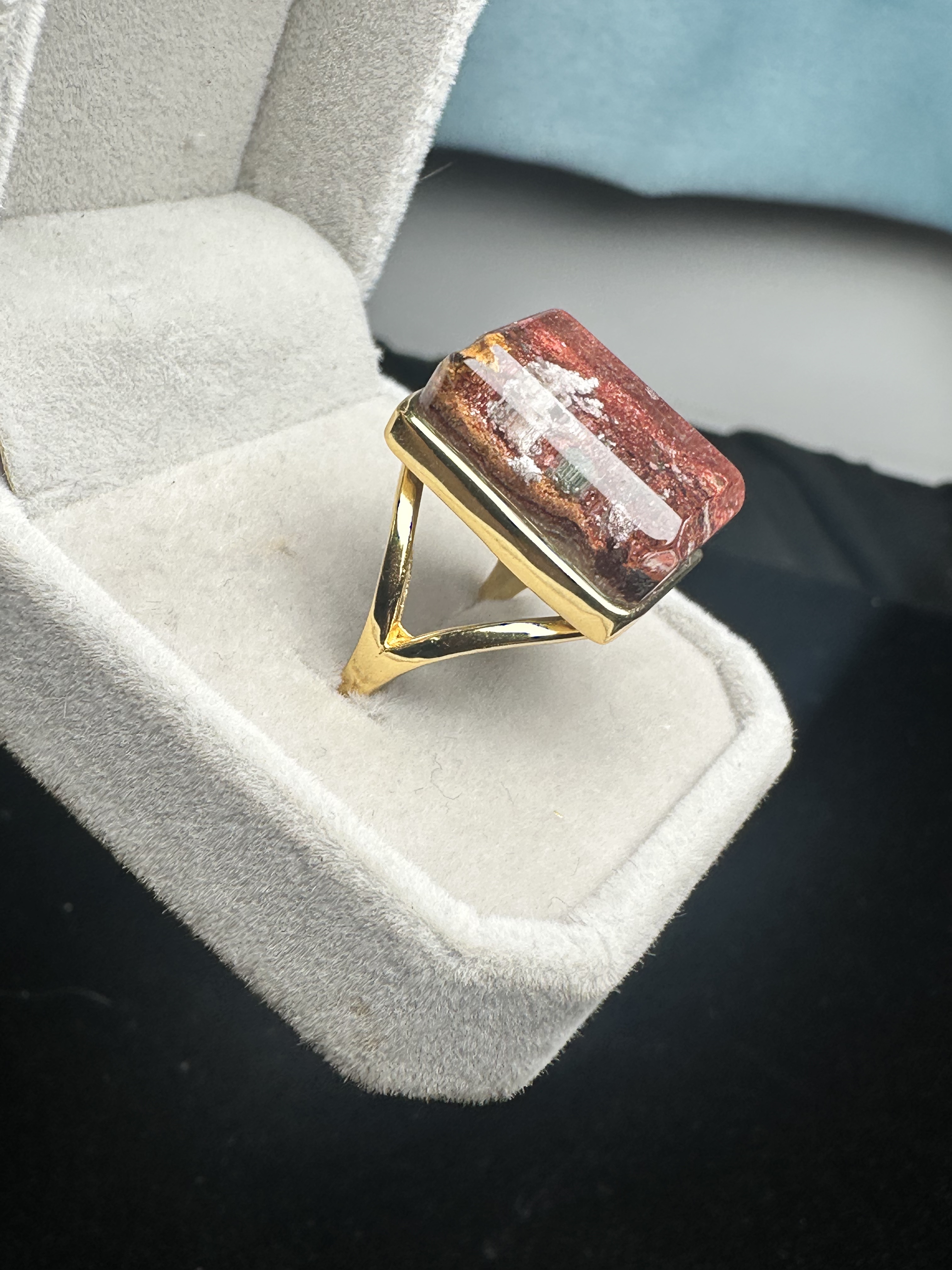 Pure natural ghost ring, 925 silver inlaid with live mouth, stone size 16*19mm, weight 10.1 grams, fidelity
