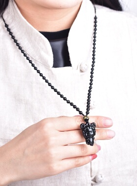 天然黑曜石十二生肖吊坠本命年