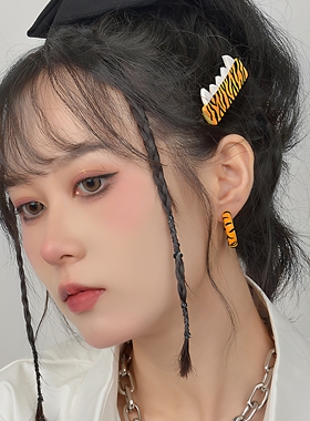 手作发夹甜酷辣妹虎牙边夹日系