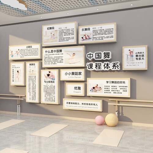 舞蹈教室布置装饰中国舞房课程体系展示墙面挂画机构文化背景氛围 - 图0