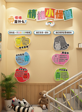 情绪小怪兽管理贴纸画儿童冷静角幼儿园环创心理咨询室文化墙布置