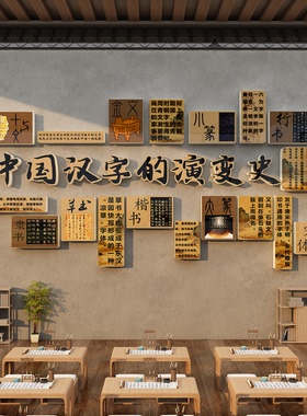 汉字的起源与演变书法教室布置装饰氛围培训班机构墙面环创文化贴
