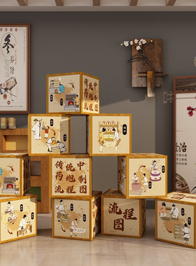 中医草药食同源标本展示盒子养生馆氛围布置文化形象墙贴堆头摆件