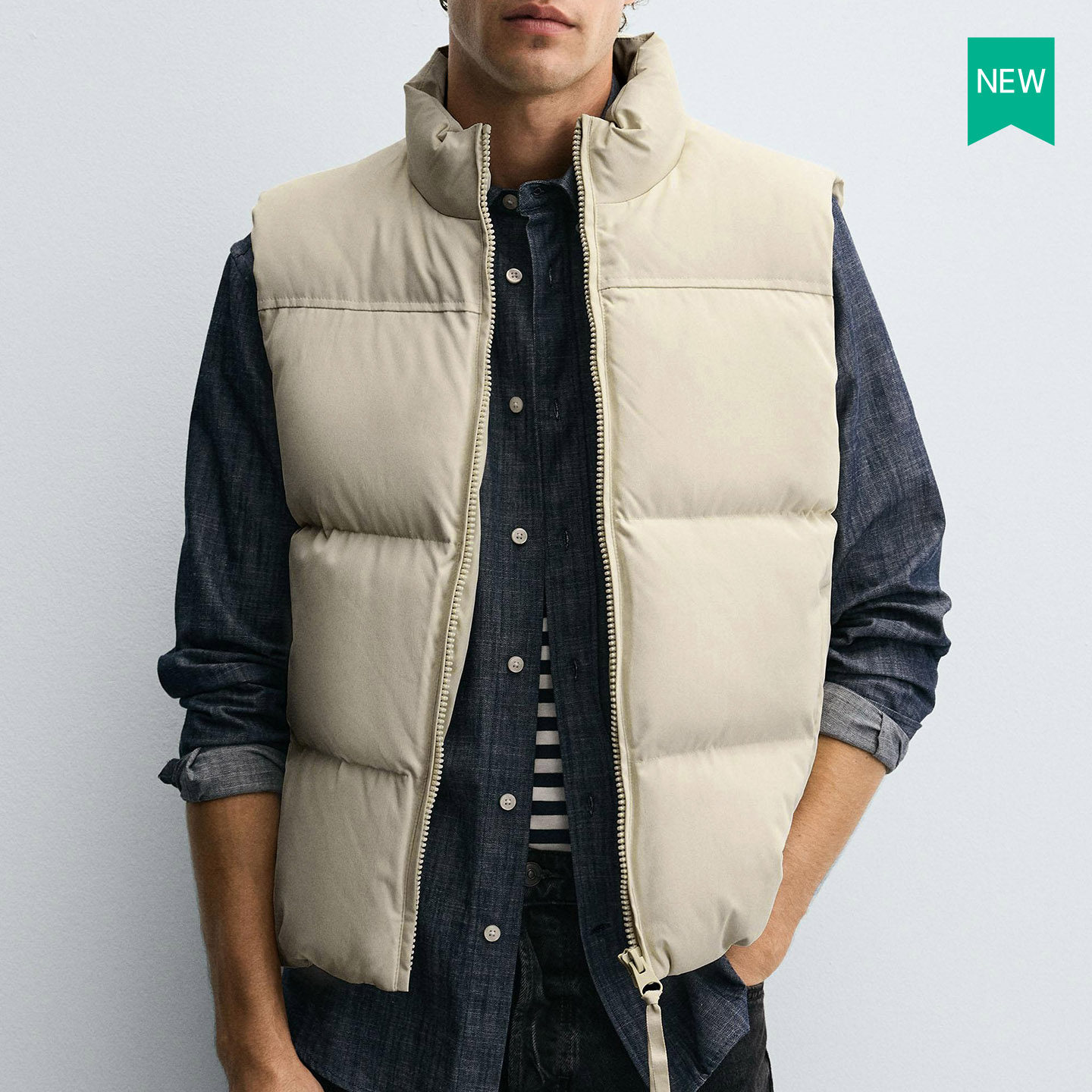 柜399！秋冬男装立领绗缝直筒厚款马甲无袖棉服背心0029440 707,淘宝优惠券,粉丝福利购,淘宝优惠卷