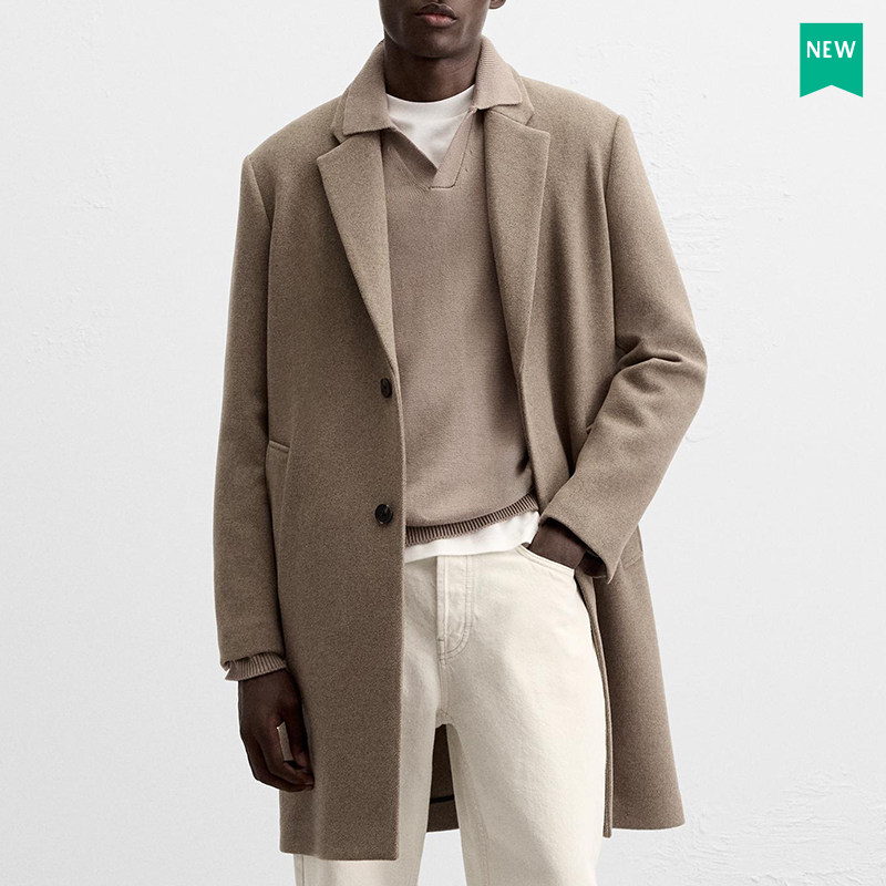 柜799！秋冬新款男装羊毛混纺翻领长袖大衣外套中长款风衣5070290,淘宝优惠券,粉丝福利购,淘宝优惠卷