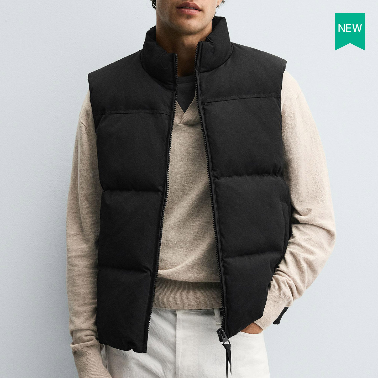 柜399！秋冬男装立领绗缝直筒厚款马甲无袖棉服背心0029440 707,淘宝优惠券,粉丝福利购,淘宝优惠卷