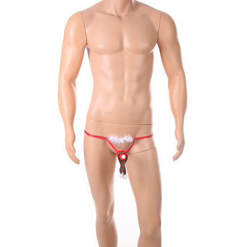 圣诞节内衣男性感 可爱圣诞帽JJ套 露蛋蛋镂空超低腰家居服夫妻 - 图0