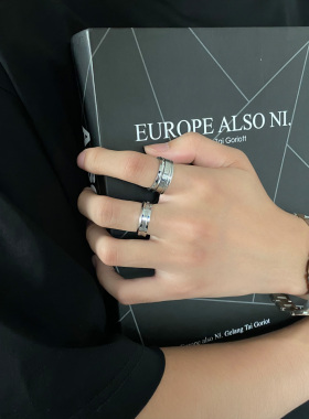 男钛钢潮高级感小众刻字戒指