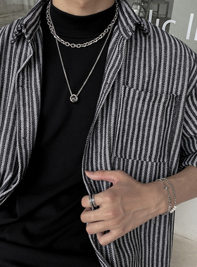 卡门 简约钛钢吊坠项链女夏轻奢小众设计男潮ins嘻哈锁骨链情侣款