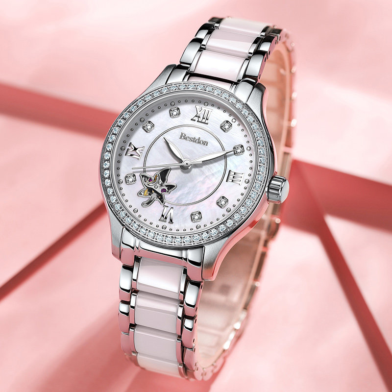 邦顿女款正品名牌全自动进口机械表 邦顿手表国产腕表