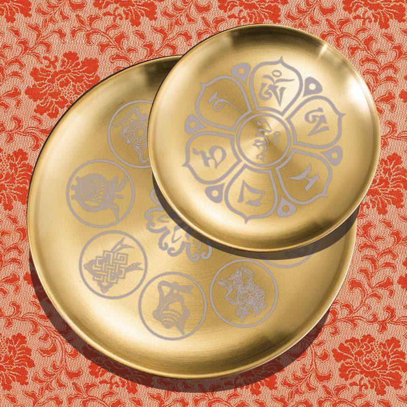 莲花大号平底托盘接香灰底座金色不锈钢烧香佛桌贡盘烧香香炉圆形,淘宝优惠券,粉丝福利购,淘宝优惠卷