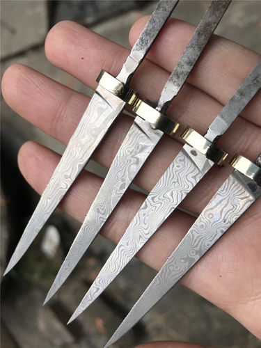厨师水果雕刻刀胚刀片刀头DIY 锻打大马士革钢 食品雕花刀主刀 - 图3