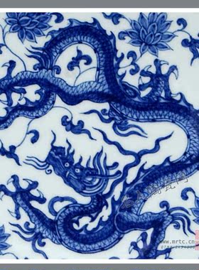 景德镇仿古瓷 大师仿制 精品美作 仿明成化青花莲龙纹法口盘