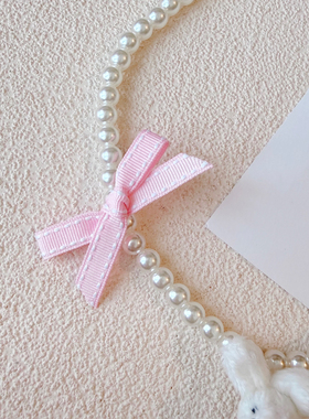 本守造原创兔子蝴蝶结仿珠链项链