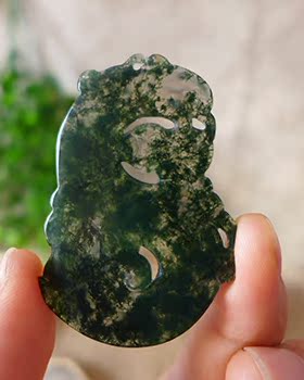 纯天然水草玛瑙雕刻挂件吊坠新品