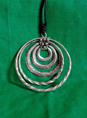 民族风毛衣链复古多层圆环吊坠