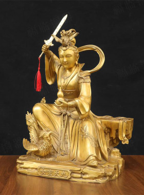 黄铜九天玄女圣母坐像摆件