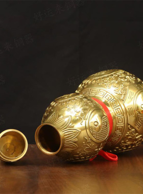 黄铜螺口空心招财福禄摆件