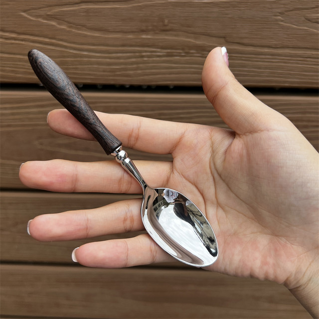 Wooden handle 304 stainless steel light luxury Japanese mixing spoon