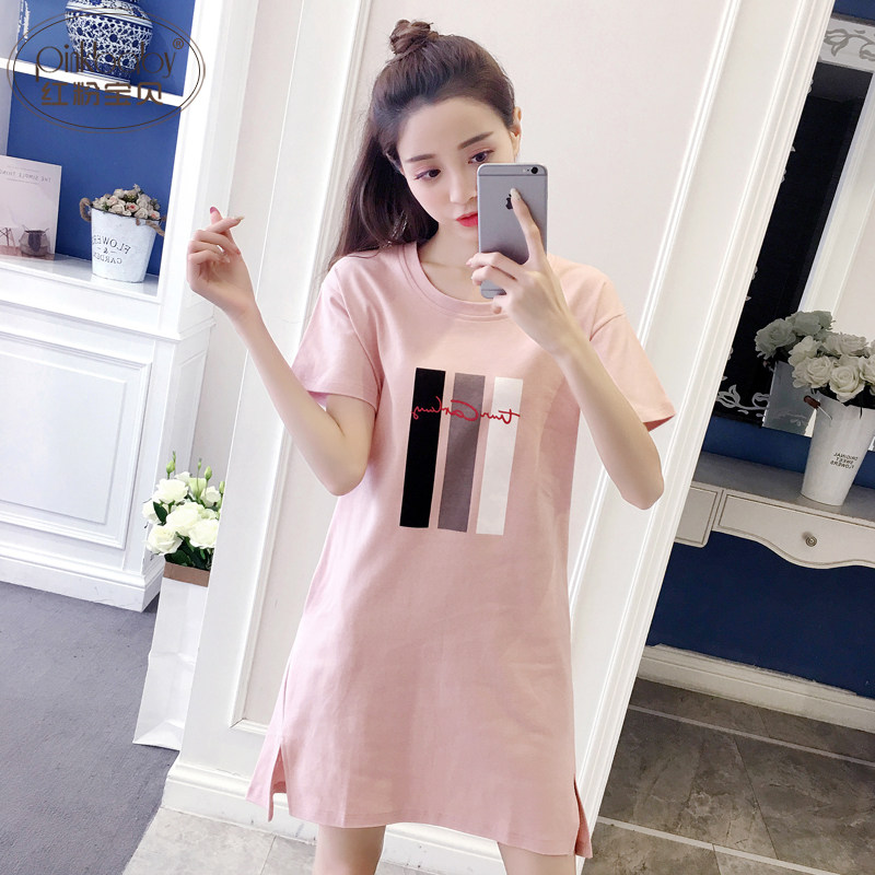 少女夏季薄纯棉短袖可爱学生睡裙 红粉宝贝服饰睡裙