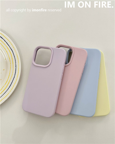 IMONFIRE韩国ins温柔奶油糖果简约纯色高级软糯液态硅胶iPhone13promax14plus17pro适用苹果15pro16手机壳 - 图2