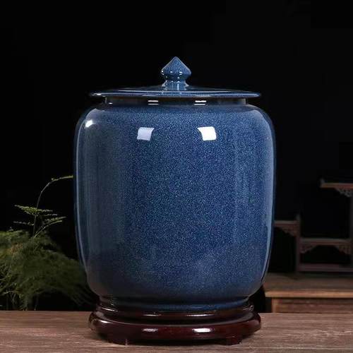 米缸陶瓷带盖景德镇茶叶罐米桶水缸油缸10斤20斤30斤50斤防潮防虫 - 图0