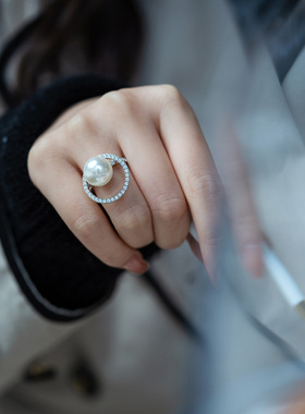 CUMEE银镀金圆形极白珍珠套装