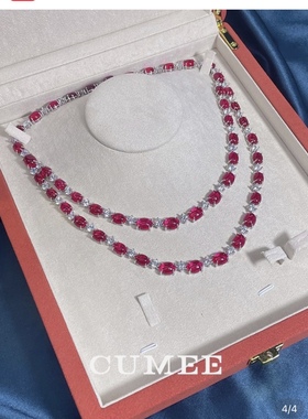 糖塔婚宴喜婆婆 经典大气鸽血红色鸽血红色项链.银镀金