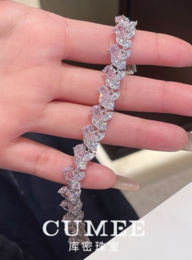 CUMEE银镀金粉钻拼色手链