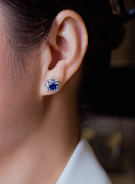 CUMEE培育蓝宝石银镀金套装