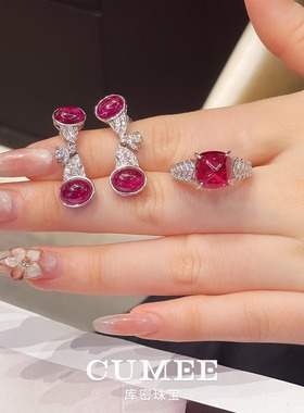 宫廷风鸽血红培育红宝石戒指