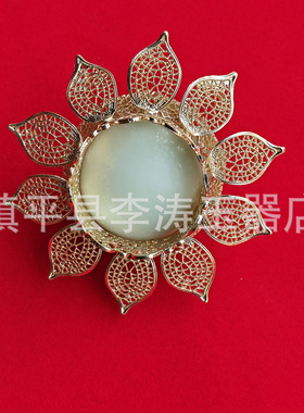 批发合金夜光莲花摆件树脂夜明珠莲花发光莲花家居办公摆件工艺品
