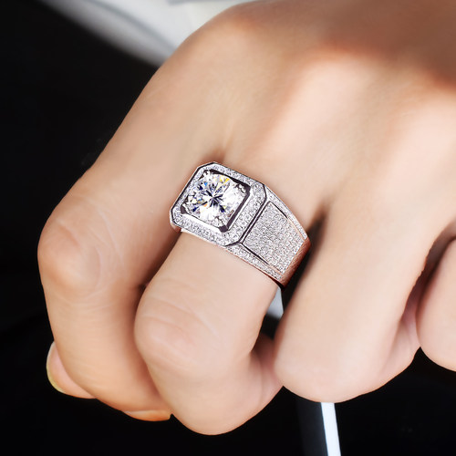 IGI培育钻石戒指18K白金霸气满天星满钻奢华男戒12/3克拉钻戒铂金 - 图3