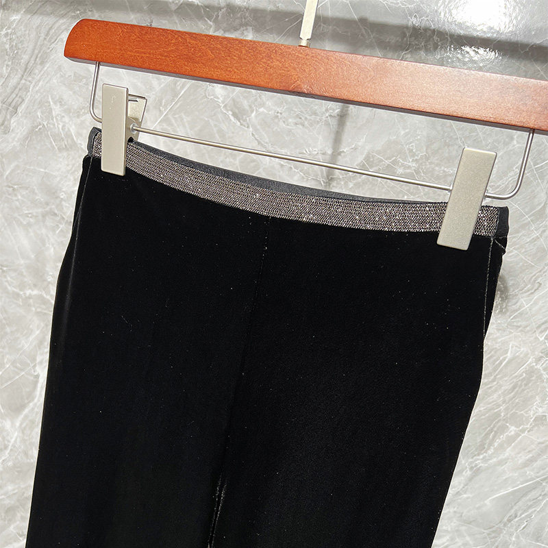高级感微喇休闲裤阔腿裤女光泽垂顺巨显瘦真丝丝绒链条边高腰黑色,淘宝优惠券,粉丝福利购,淘宝优惠卷