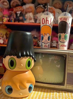 大眼仔花盆潮流盲盒摆件收藏卡通玩具