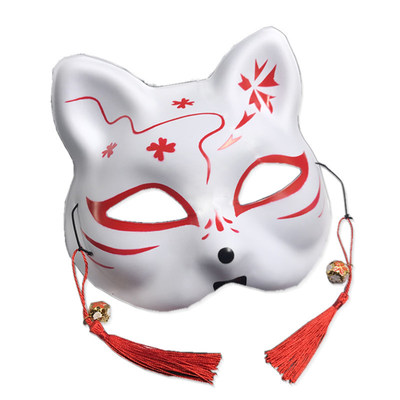 日式和风狐狸面具半脸女古风化妆舞会cos二次元动漫抖音唐猫脸男 虎窝淘