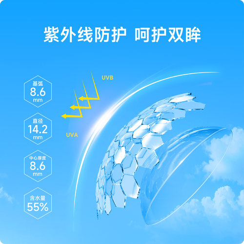 库博光学近视隐形眼镜月抛6片纯晰水凝胶原装进口倍新同款旗舰店 - 图1