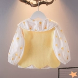 Осенняя рубашка для девочек, трикотажный комплект, жилет, 2022, в западном стиле