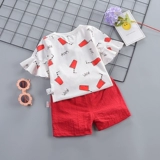 Летняя одежда, спортивный костюм, комплект, в западном стиле, в корейском стиле, детская одежда, 1-2-3-4 лет, короткий рукав