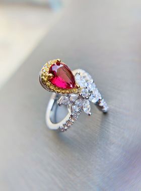 合成红宝石莫桑微镶手环戒指包邮