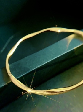 永久保色厚包24k黄金莫比乌斯环手镯子足金同款火爆古法素金实心