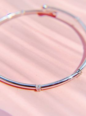 白金开口莫桑石微镶弹力百搭手链