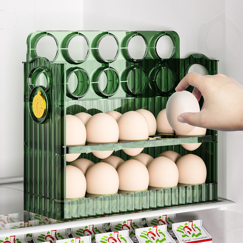 鸡蛋收纳盒冰箱侧面可翻转大容量分格三层厨房透明鸡蛋鸭蛋保鲜盒,淘宝优惠券,粉丝福利购,淘宝优惠卷