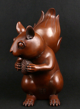 紫铜家居客厅公司摆设中式风松鼠